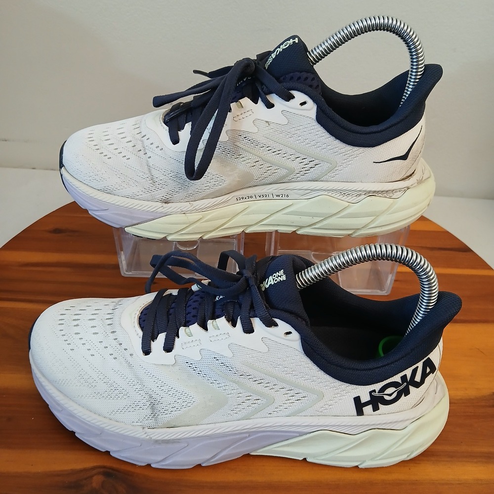 Hoka Arahi 5 Women 6D White Blue Running Shoes Sneakers 1115013 BDBOS